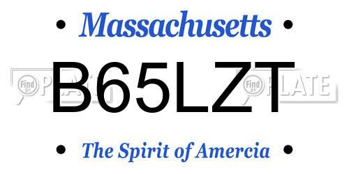 B65LZT Massachusetts License Plate