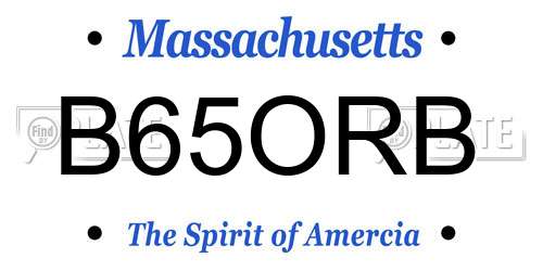 B65ORB Massachusetts License Plate