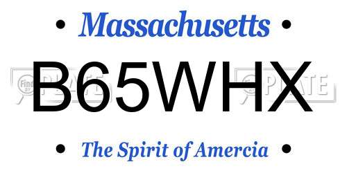 B65WHX Massachusetts License Plate