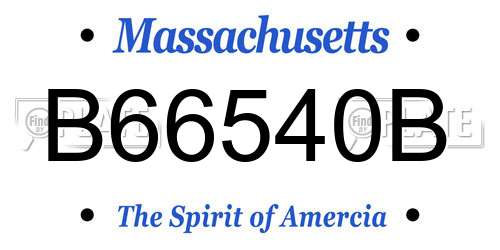 B66540B Massachusetts License Plate