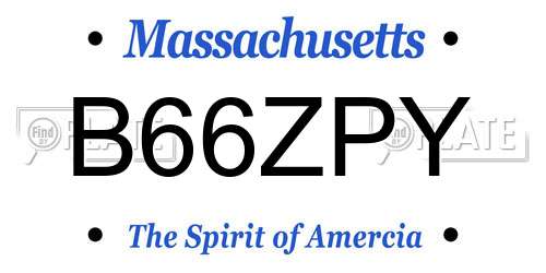 B66ZPY Massachusetts License Plate