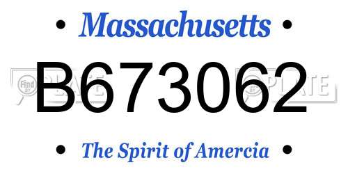B673062 Massachusetts License Plate