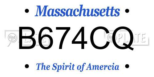 B674CQ Massachusetts License Plate
