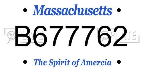 B677762 Massachusetts License Plate