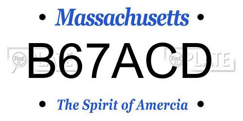 B67ACD Massachusetts License Plate