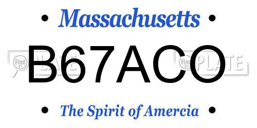 B67ACO Massachusetts License Plate