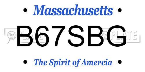 B67SBG Massachusetts License Plate