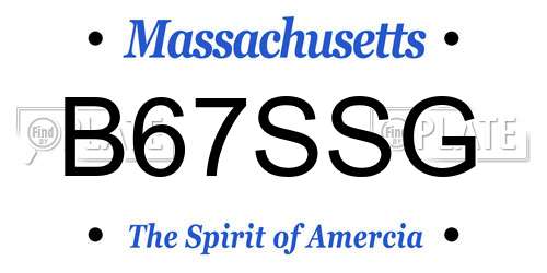 B67SSG Massachusetts License Plate