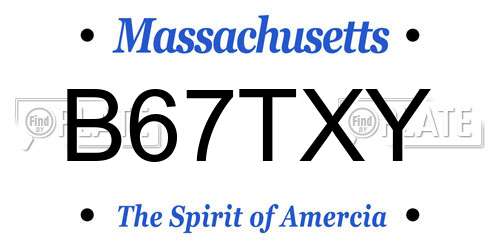B67TXY Massachusetts License Plate