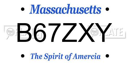 B67ZXY Massachusetts License Plate