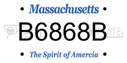 B6868B Massachusetts License Plate
