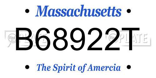 B68922T Massachusetts License Plate