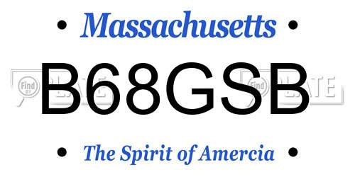 B68GSB Massachusetts License Plate