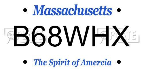 B68WHX Massachusetts License Plate