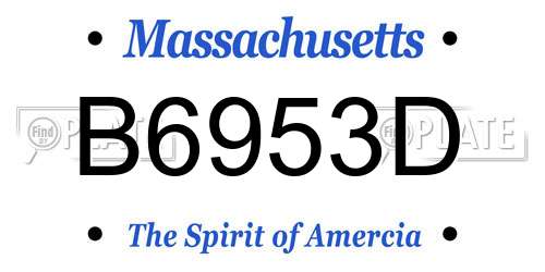 B6953D Massachusetts License Plate