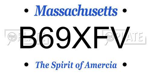 B69XFV Massachusetts License Plate