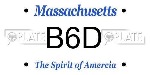 B6D Massachusetts License Plate