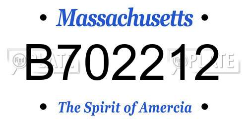 B702212 Massachusetts License Plate