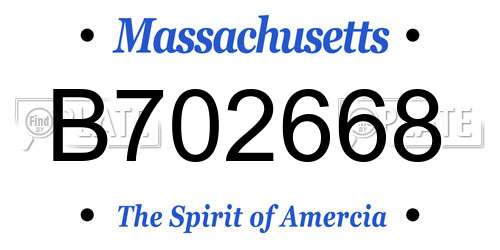 B702668 Massachusetts License Plate