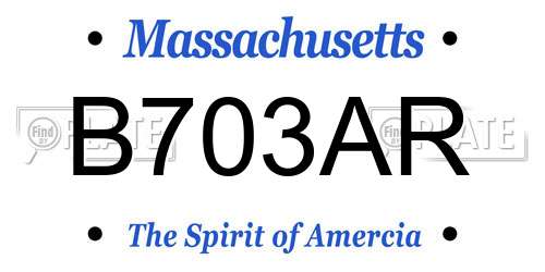 B703AR Massachusetts License Plate