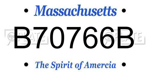 B70766B Massachusetts License Plate