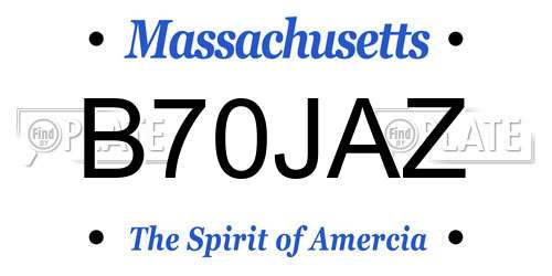 B70JAZ Massachusetts License Plate