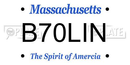 B70LIN Massachusetts License Plate