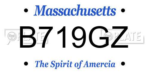 B719GZ Massachusetts License Plate