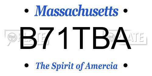B71TBA Massachusetts License Plate