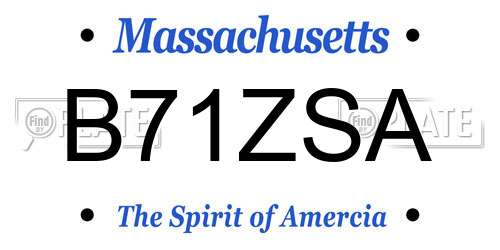 B71ZSA Massachusetts License Plate