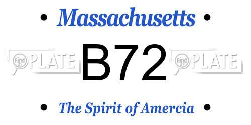 B72 Massachusetts License Plate