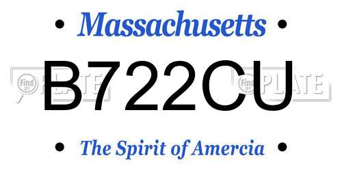 B722CU Massachusetts License Plate
