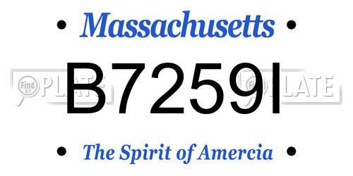 B7259I Massachusetts License Plate