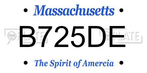B725DE Massachusetts License Plate