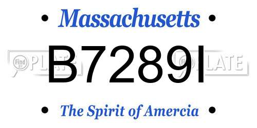 B7289I Massachusetts License Plate