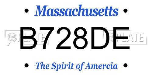 B728DE Massachusetts License Plate