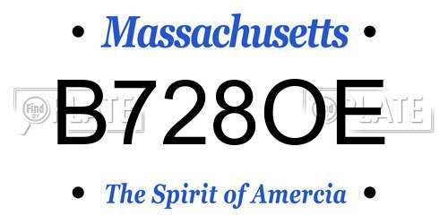 B728OE Massachusetts License Plate