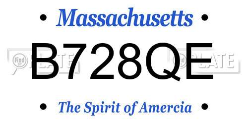 B728QE Massachusetts License Plate