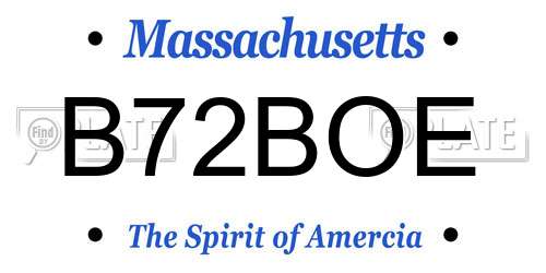 B72BOE Massachusetts License Plate