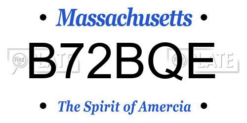 B72BQE Massachusetts License Plate
