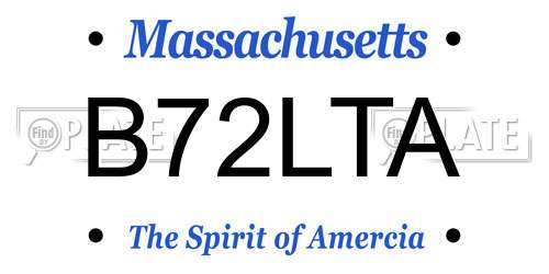 B72LTA Massachusetts License Plate