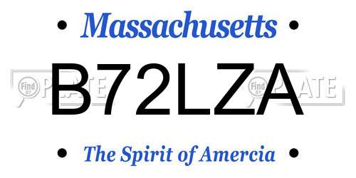 B72LZA Massachusetts License Plate