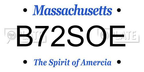 B72SOE Massachusetts License Plate