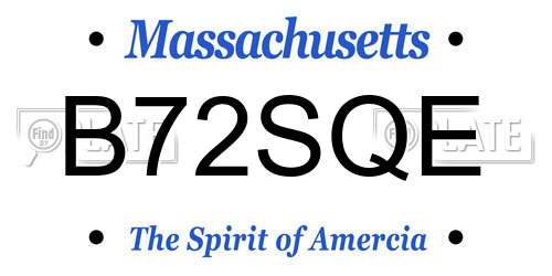 B72SQE Massachusetts License Plate