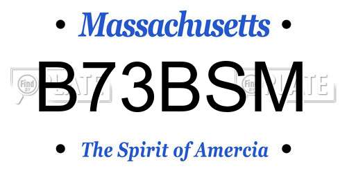 B73BSM Massachusetts License Plate