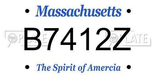 B7412Z Massachusetts License Plate