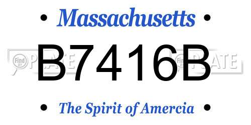B7416B Massachusetts License Plate