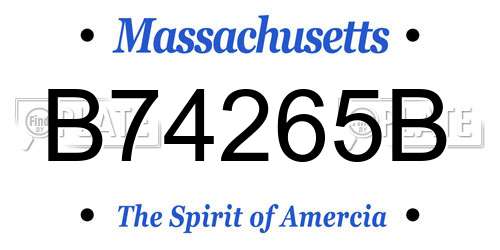 B74265B Massachusetts License Plate