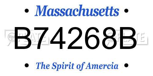 B74268B Massachusetts License Plate