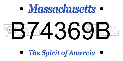 B74369B Massachusetts License Plate